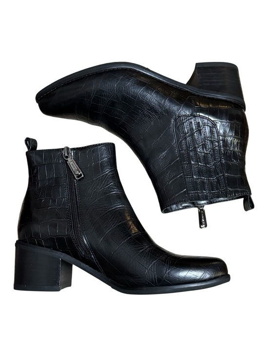 Blondo Shoes - Blondo Elvina Waterproof Croc Embossed Ankle Boots Black 7.5